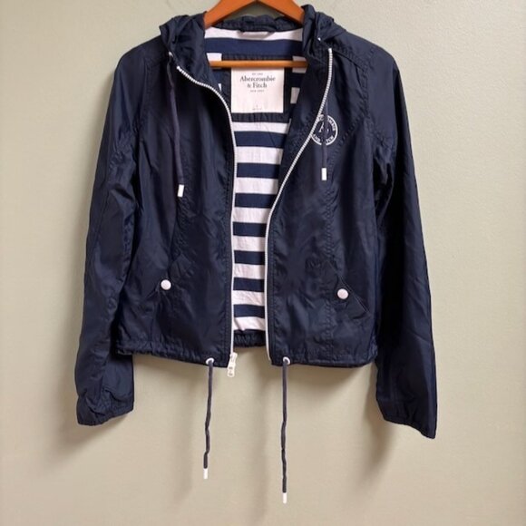 Abercrombie & Fitch Womens Hood Windbreaker Size S Blue Casual Outdoor‎ Coastal - Picture 5 of 10